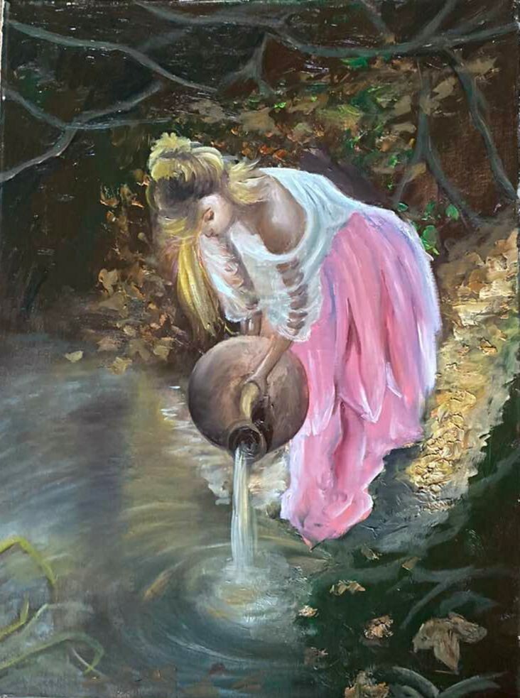 art 94 original painting 40x30 cm PZ oil on canvas woman modern realizm