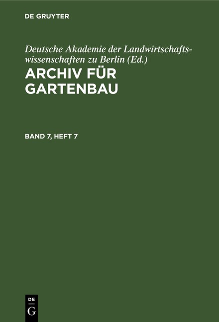 Archiv F?R Gartenbau