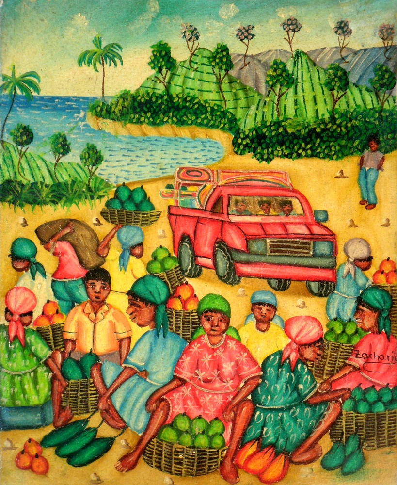 Vintage Haitian Folk Art Painting 