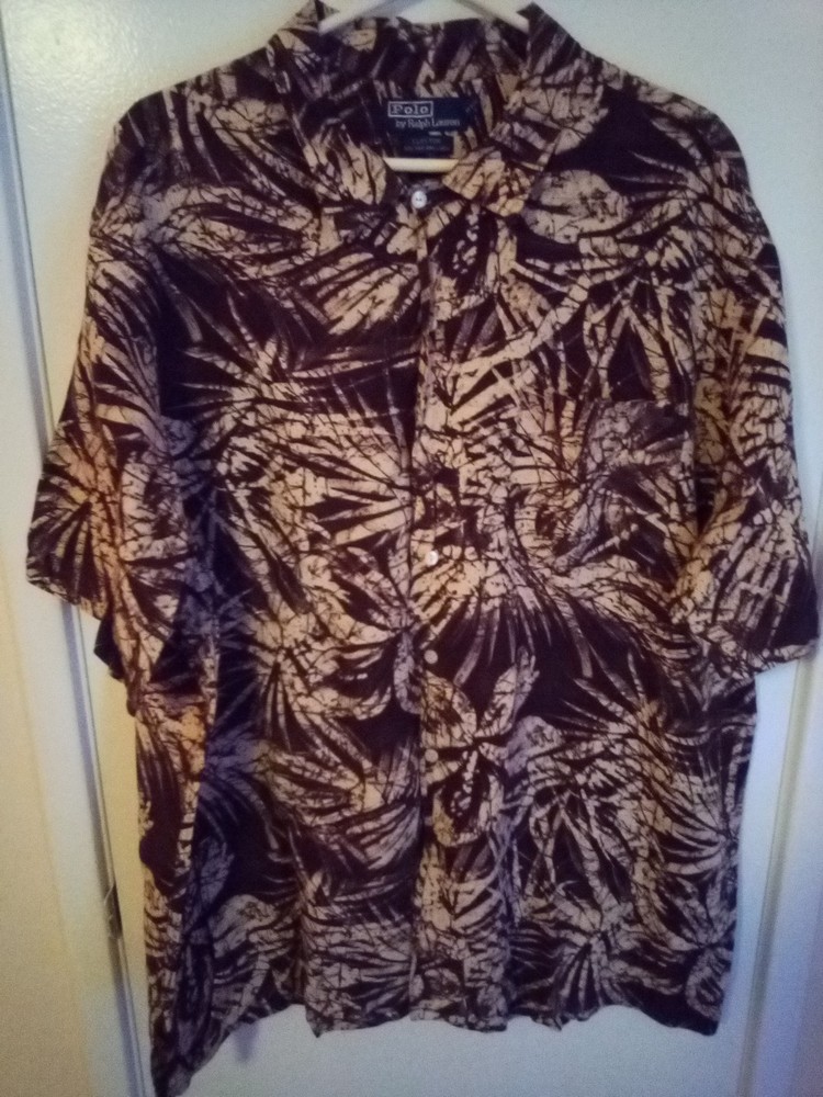 POLO Ralph Lauren Clayton Brown Silk Linen Shirt XXL
