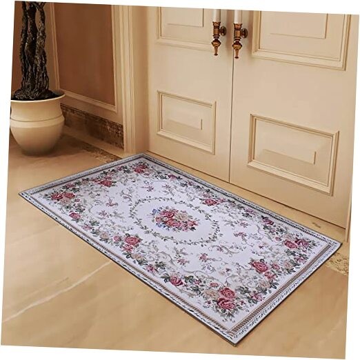 Luxury Soft Rustic Floral Area Rugs Washable Elegant Shabby Rose Rug Non Slip