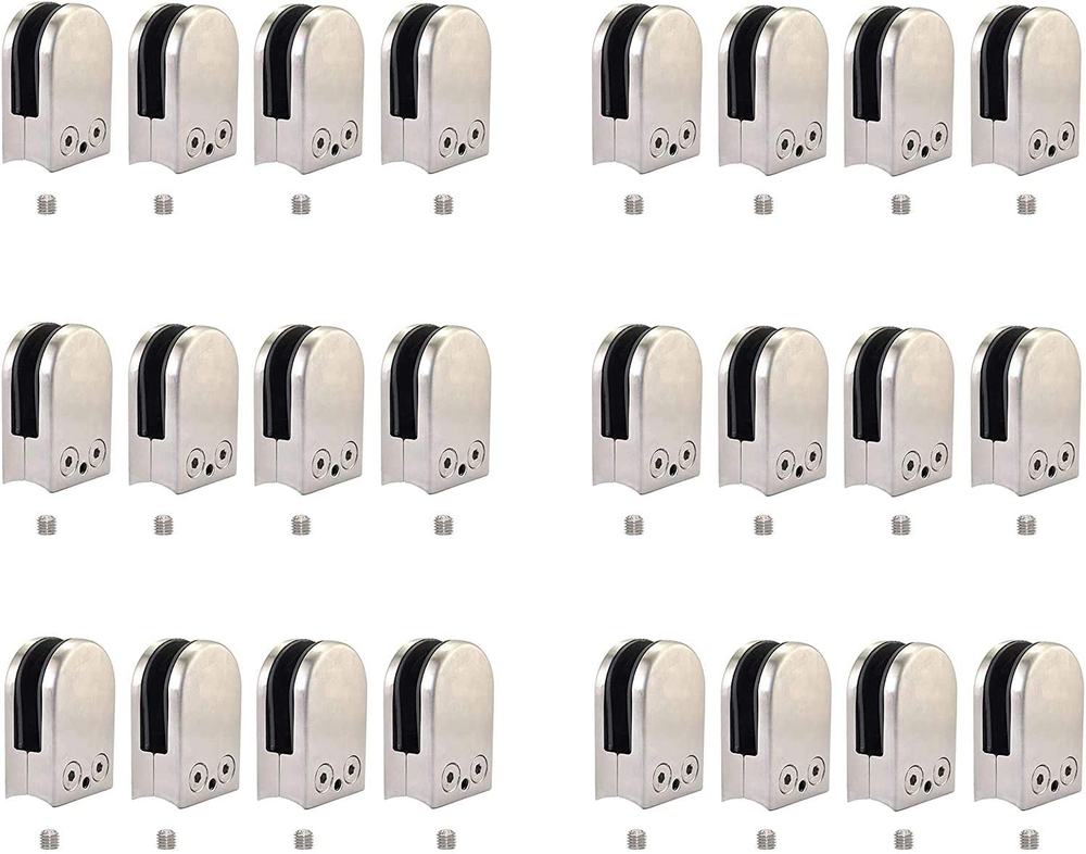 24PCS Stainless Steel Glass Clamp 6-8Mm Glass Clamps Adjustable Glass Bracket fo