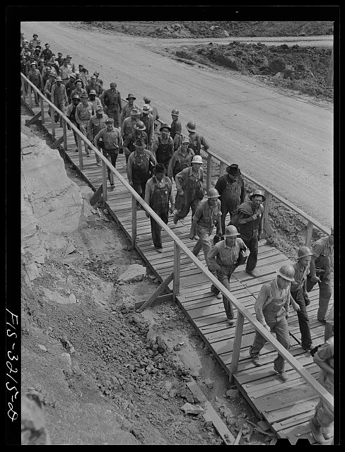 Photo:Douglas Dam Tennessee TVA Workers Change of Shift 1942 Laborers