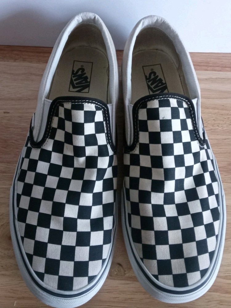 VANS Classic Slip On Checker Skate Sneakers Black White Men Size 11.5 Shoes