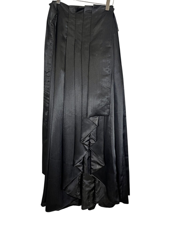 Handmade Satiny Paper Bag Neutral Maxi Skirt Black L Wedding Formal Classic Chic