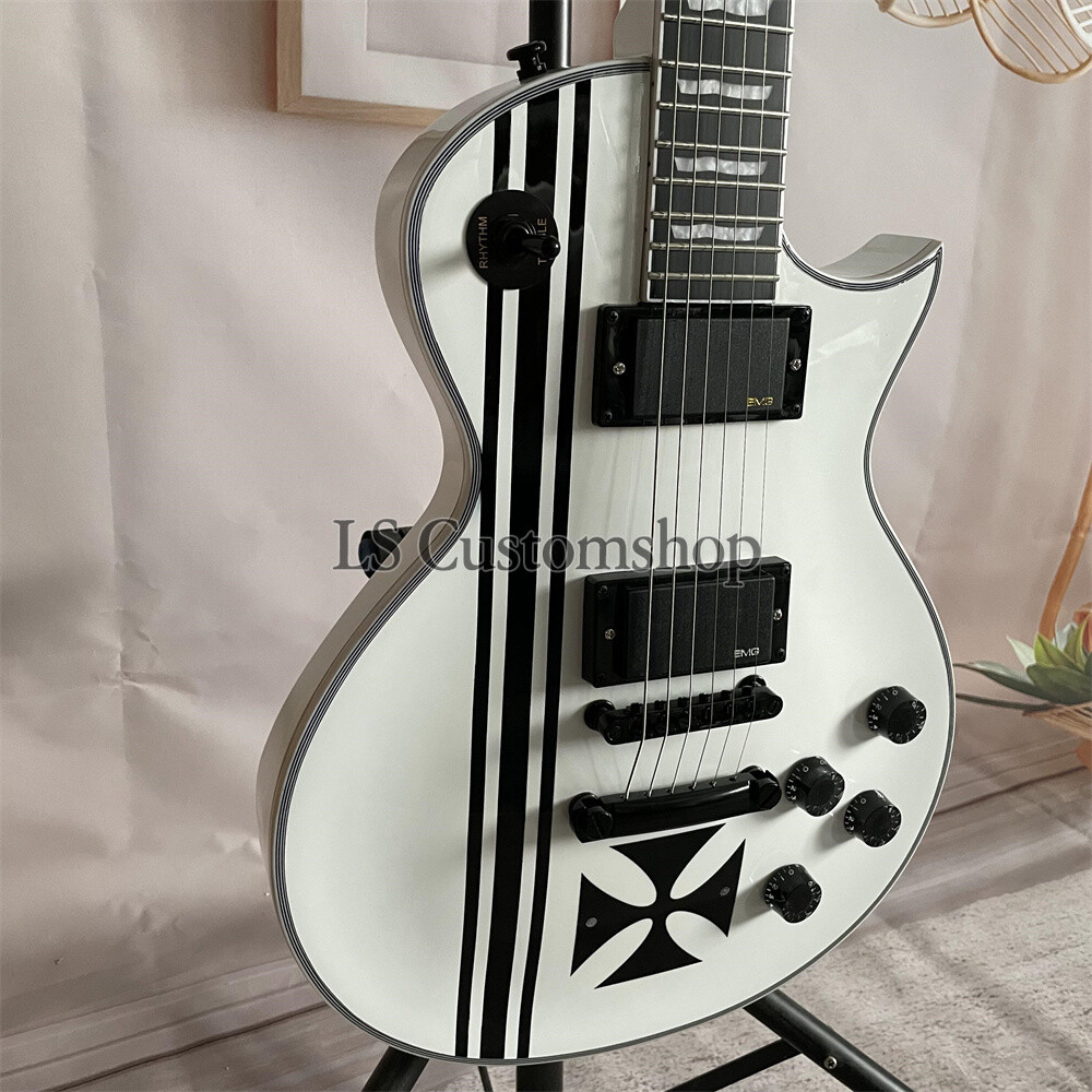 Custom Special Shaped Cross Electric Guitar White Solid Mahogany Body Fast Ship