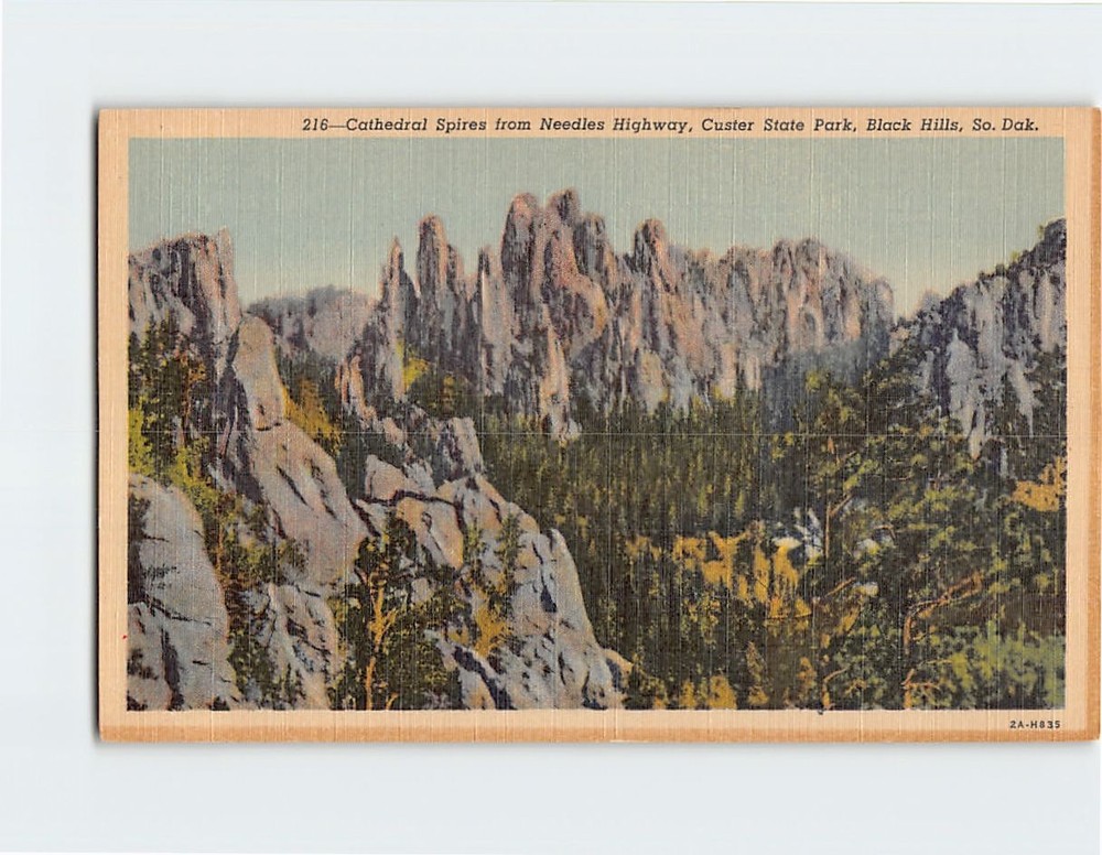 Postcard Cathedral Spires from Needles Highway Black Hills South Dakota USA