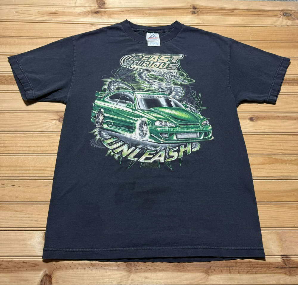 Vintage 2003 2 Fast 2 Furious Unleash Dragon Car Racing Promo Merch Shirt Large