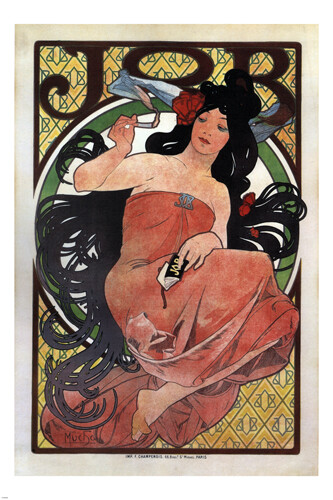 JOB cigarette paper VINTAGE AD POSTER A. MUCHA FRANCE 1896 20x30 sexy NEW