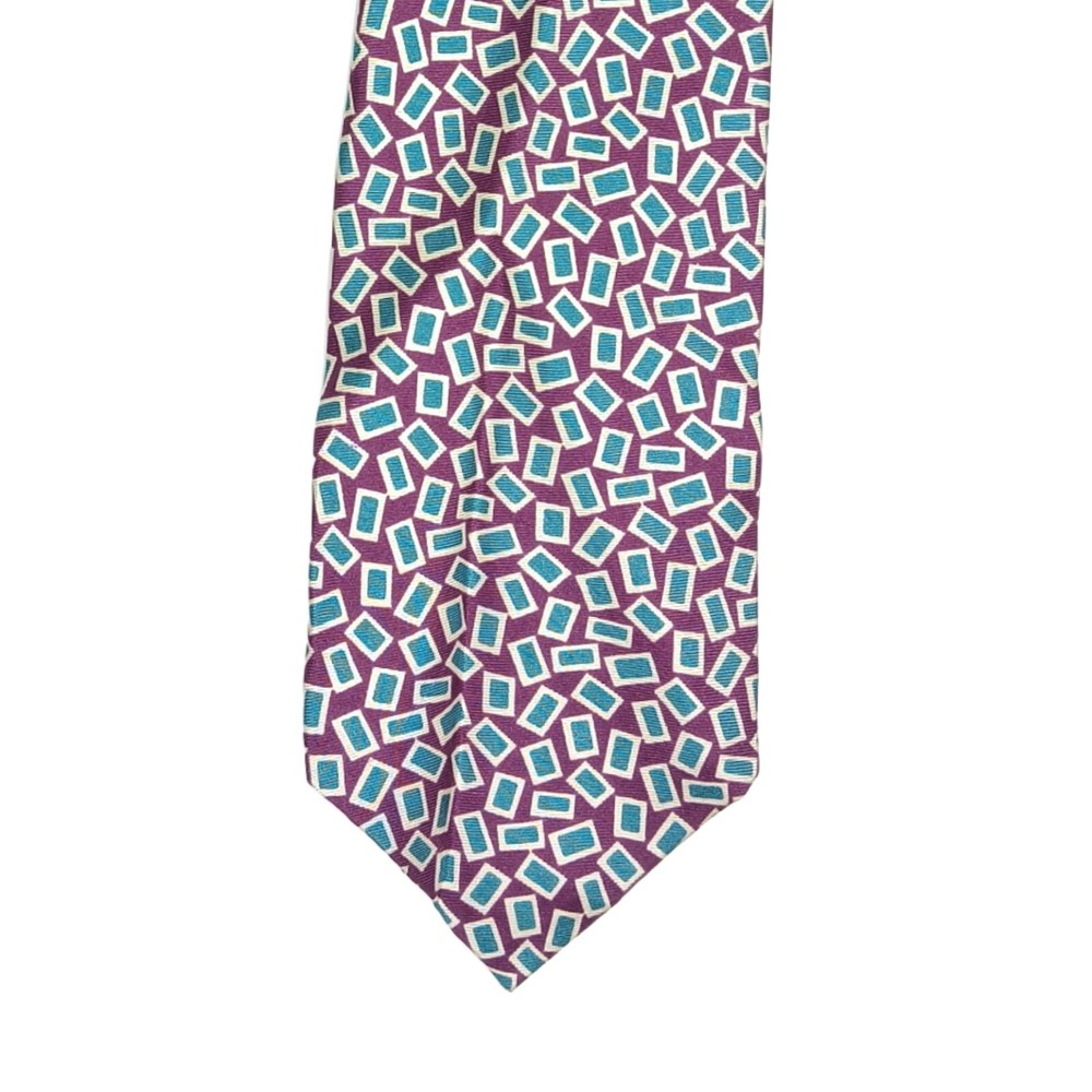 Vintage Christian Dior Silk Tie Men’s 60” Blue Geometric Designer Wide Tie New