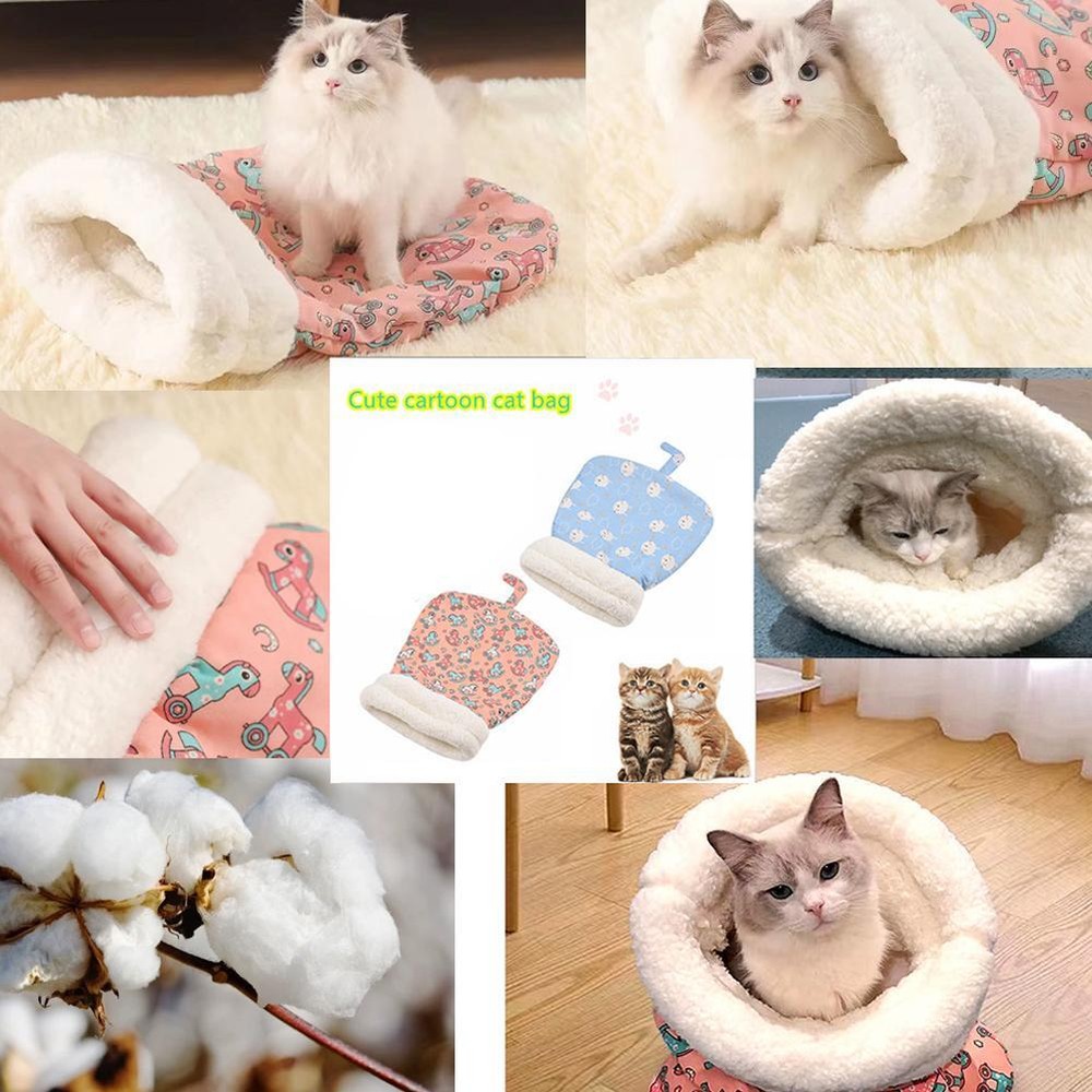 Cat Sleeping Bag Thickened Pet Pocket Quilt Bed Cat Dog Soft Comfort Bed GXA
