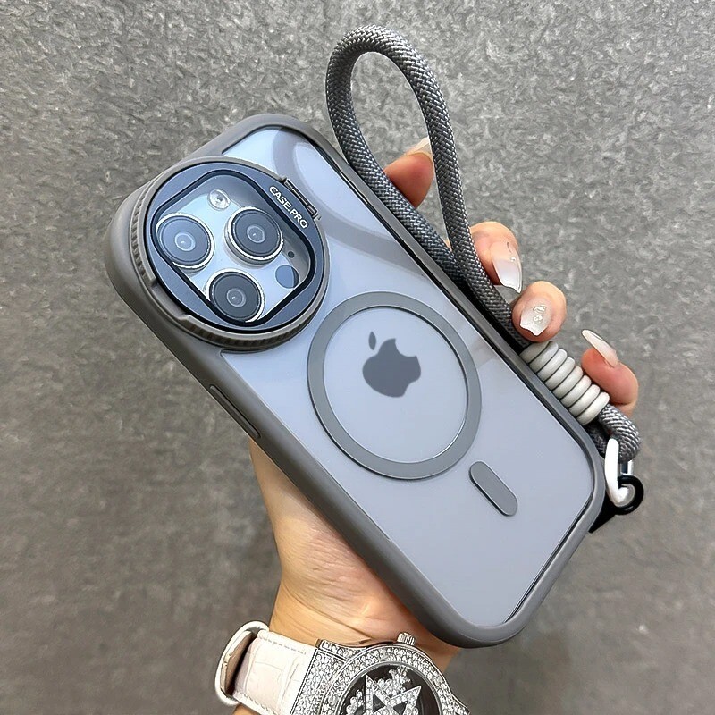 iPhone Case 16 15 14 Plus 13 12 11 Pro Max Wrist Strap Magnetic Shockproof Cover