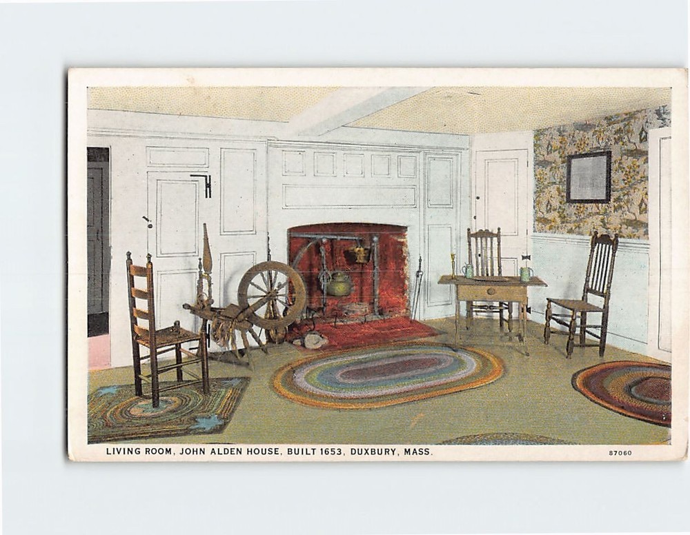 Postcard Living Room John Alden House Duxbury Massachusetts USA