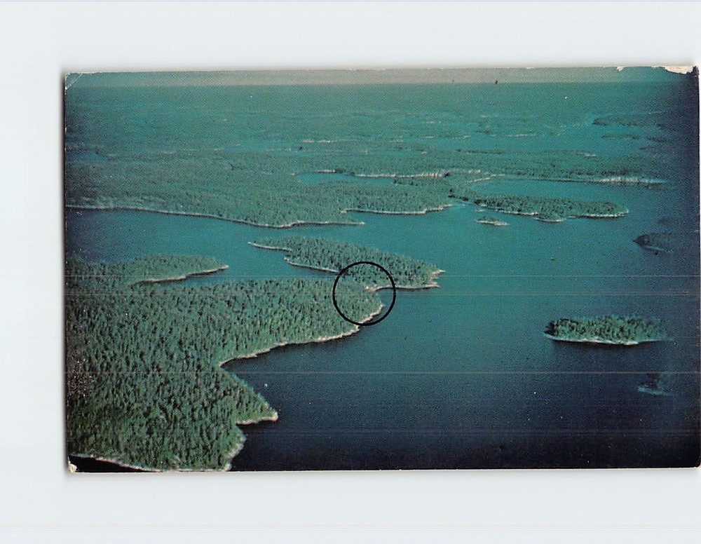 Postcard Air view Grassy Lodge Kenora Canada