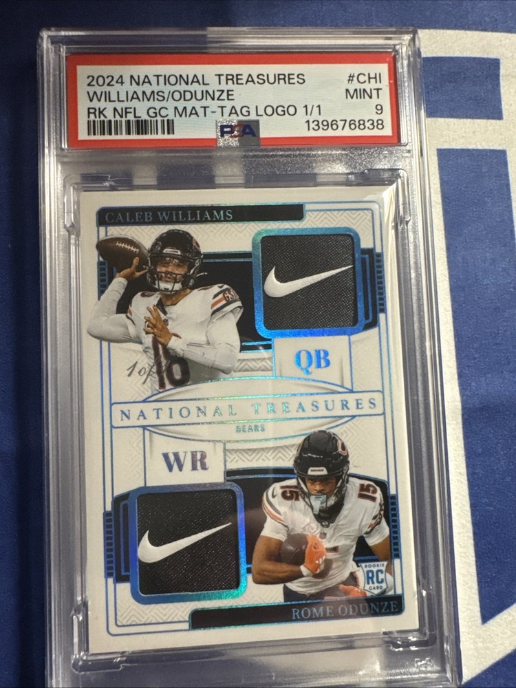 2024 National Treasures Caleb Williams Rome Odunze Nike Swoosh Tag 1/1 🔥 🔥