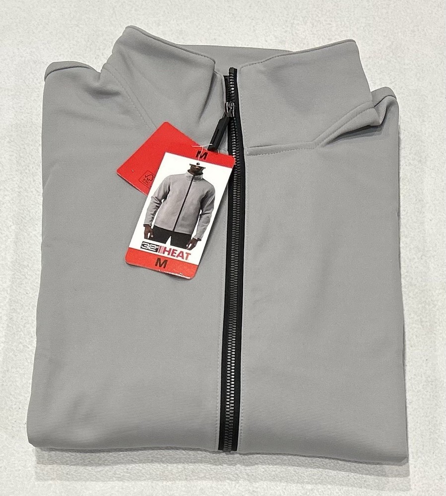 32 Degrees Heat Men's Full Zip Regular Fit Stand Collar Jacket, Gray, Size M