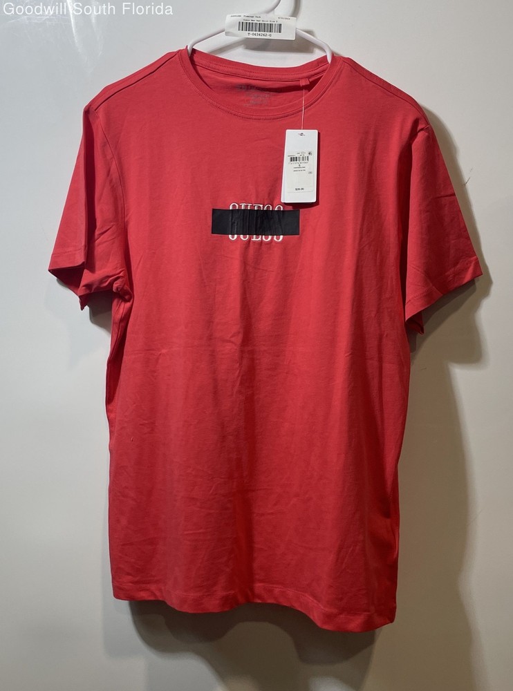 Guess Mens Red Eco Ardis Logo Short Sleeve Crew Neck T-Shirt Size S With Tags