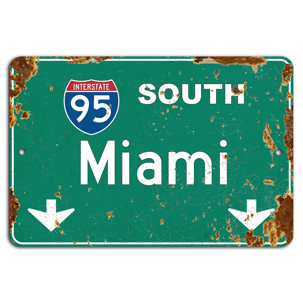 Interstate 95 South: Rustic Miami Road Sign