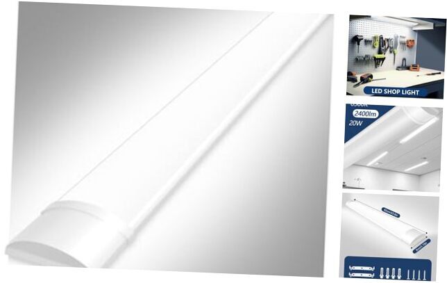 2FT LED Shop Light Fixture 20W LED Wraparound Light, 2FT 20W 1Pc Cold White