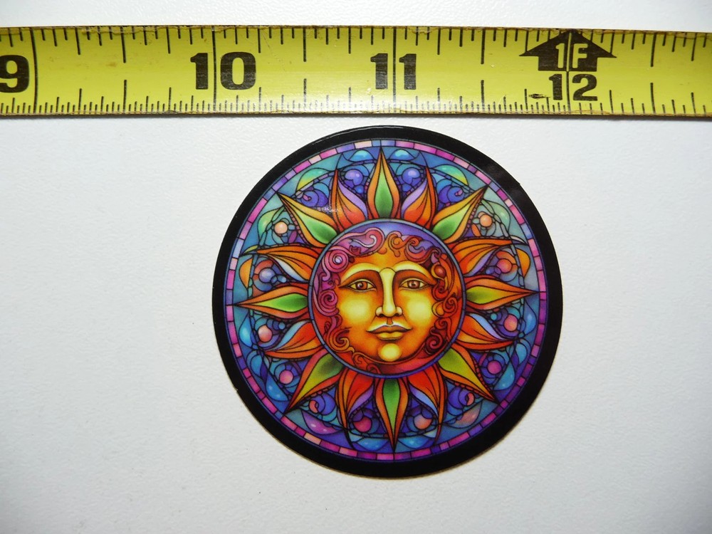 MAYAN SUN SMALL STICKER DECAL STAINED GLASS STYLE BEAUTIFUL COLORS
