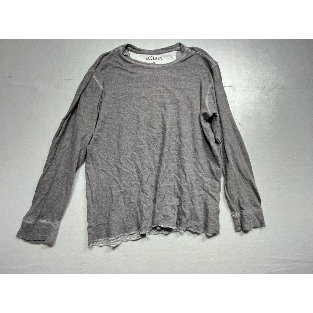 RECLAIM Mens XL Gray Thermal Long Sleeve Shirt Crew Neck Made in India Casual