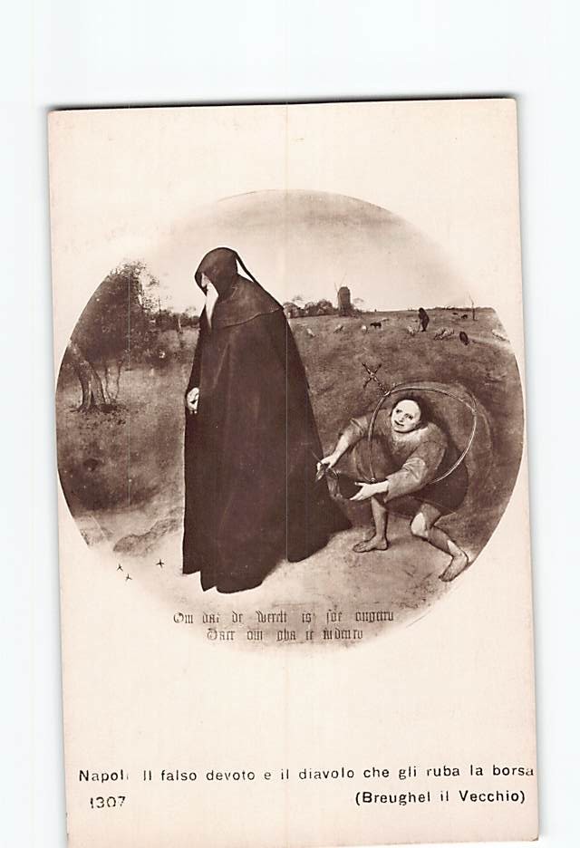 Postcard Pieter Bruegel the Elder The Misanthrope Art Naples Museum Vintage Card