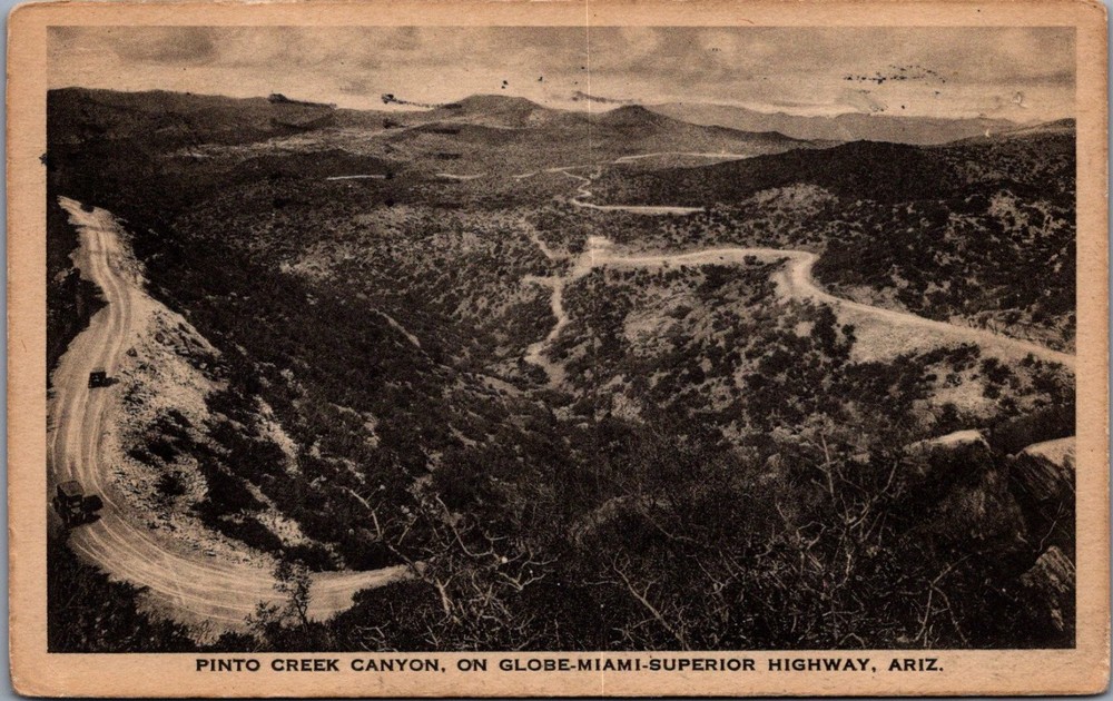 1927 Pinto Creek Canyon Arizona Postcard Globe-Miami-Superior Highway Albertype