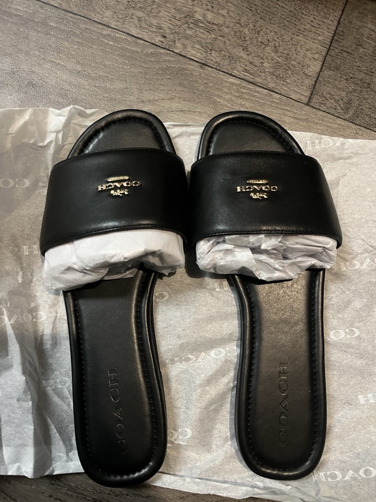 Coach Women's Slip-On Leather Sandals, Size 10