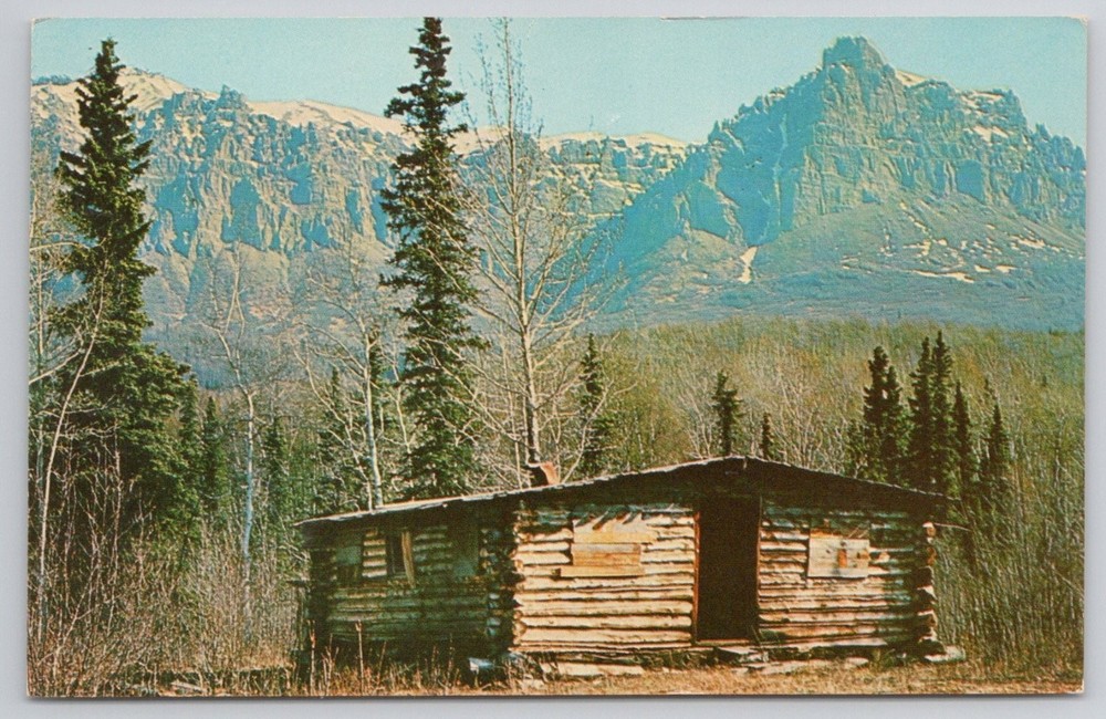 Vintage RUGGED ALASKA Postcard - Abandoned Cabin & Castle Mountain 1960s