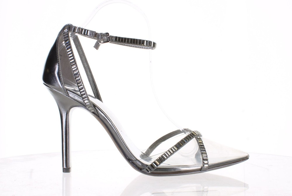 JLO Jennifer Lopez Womens Silver Ankle Strap Heels Size 9.5 Astech