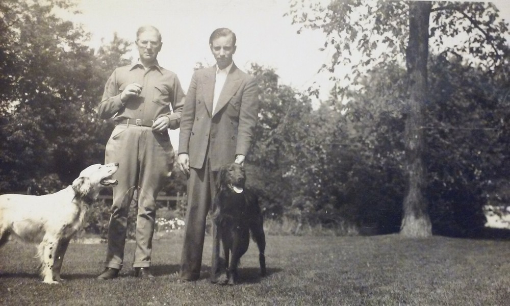 1938 Photo 2 Beautiful Dogs and Owners maybe Father and Son dev Jackson Michigan