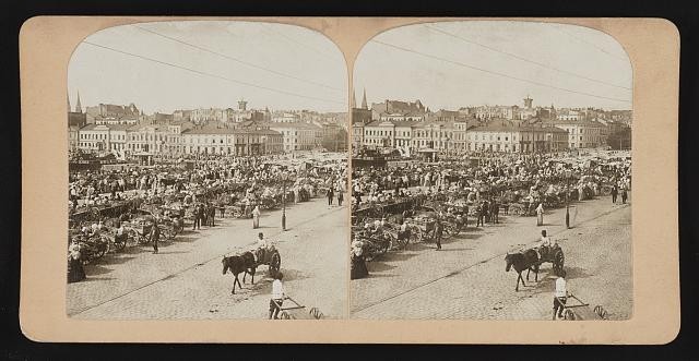 Photo:Helsingfors Finland 1901 Great Saturday Market Stereo View