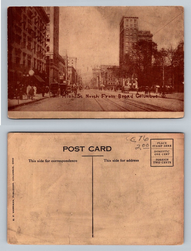 Columbus, OH-Ohio, Busy High Street North From Broad Street Vintage Postcard