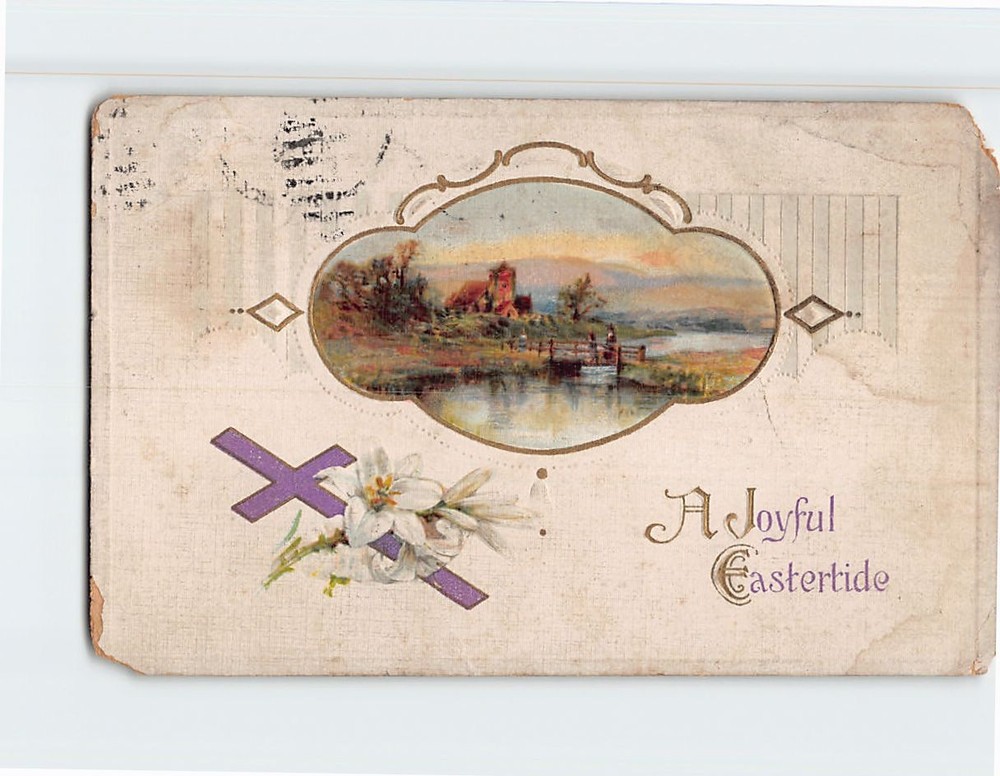 Postcard A Joyful Eastertide Nature Scene Embossed Card