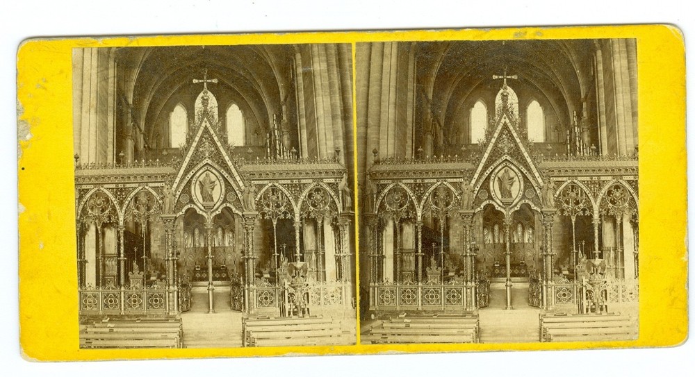 B2310~ ENGLAND 1860s Stereoview Hereford Cathedral by Lantham, Matlock