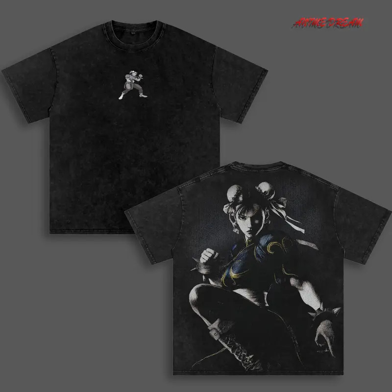 Chun-Li Fighter Game Double Printed Vintage Tee Heavy Cotton Unisex T Shirt