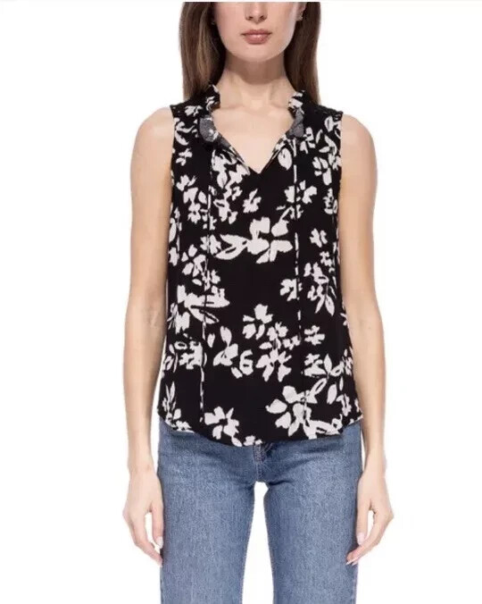 Bobeau Collection Womens Plus Size XXL Black Beige Rayon Sleeveless Tank Top NWT