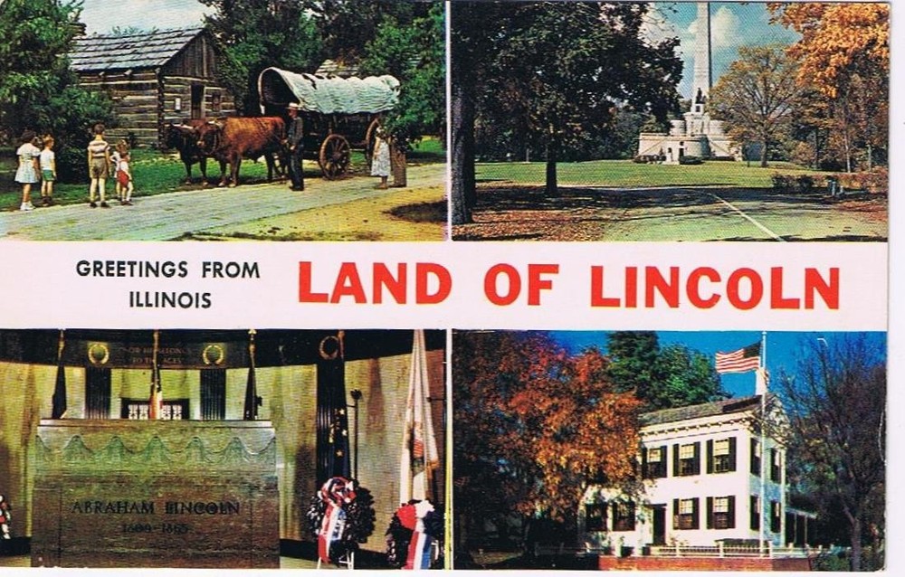 Illinois Postcard Land Of Lincoln New Salem Lincoln Home Tomb Cenotaph Multi