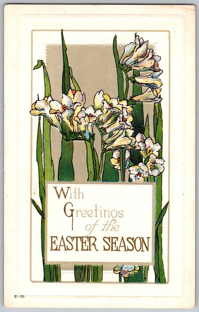 Antique Postcard Embossed Easter Floral 1910s