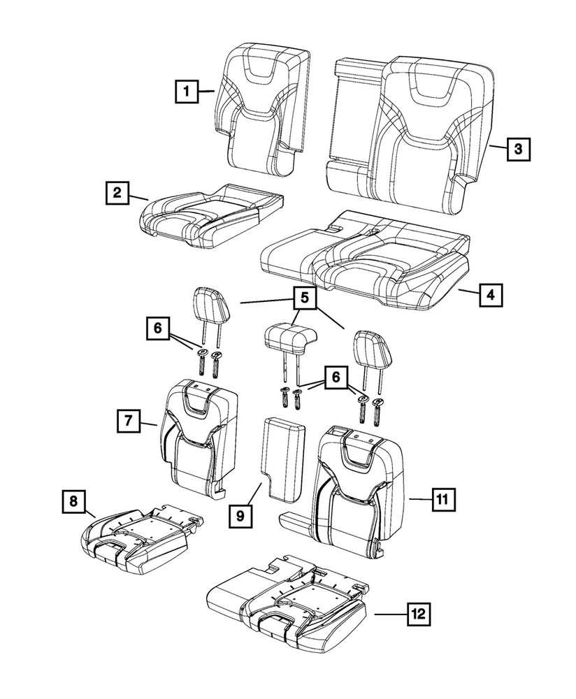 Genuine Mopar Rear Seat Cushion Cover 5YN52HL1AC
