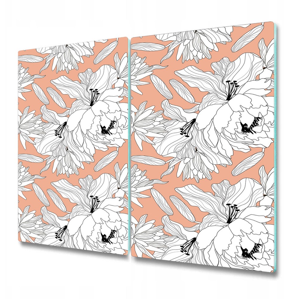 Glass Surface Protector Worktop saver Peony Revolution Floral Sketch Flowers art