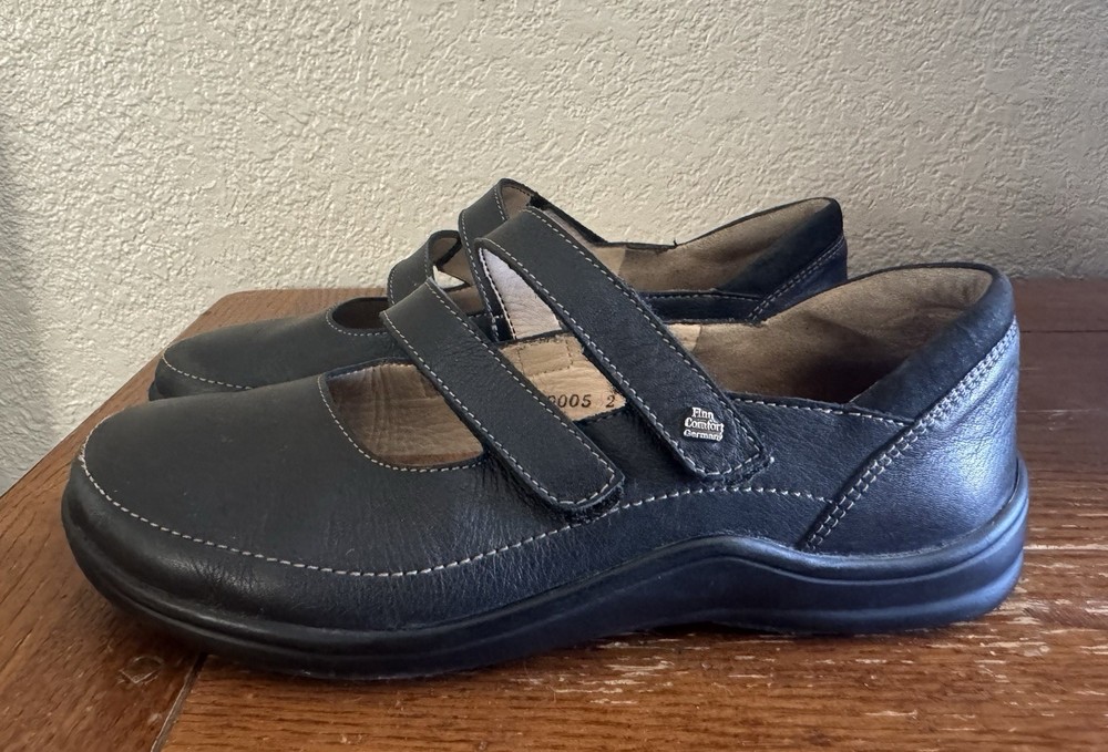 Finn Women’s Sz. 38/8 Black Comfort Jerez Leather Mary Jane Shoes Casual