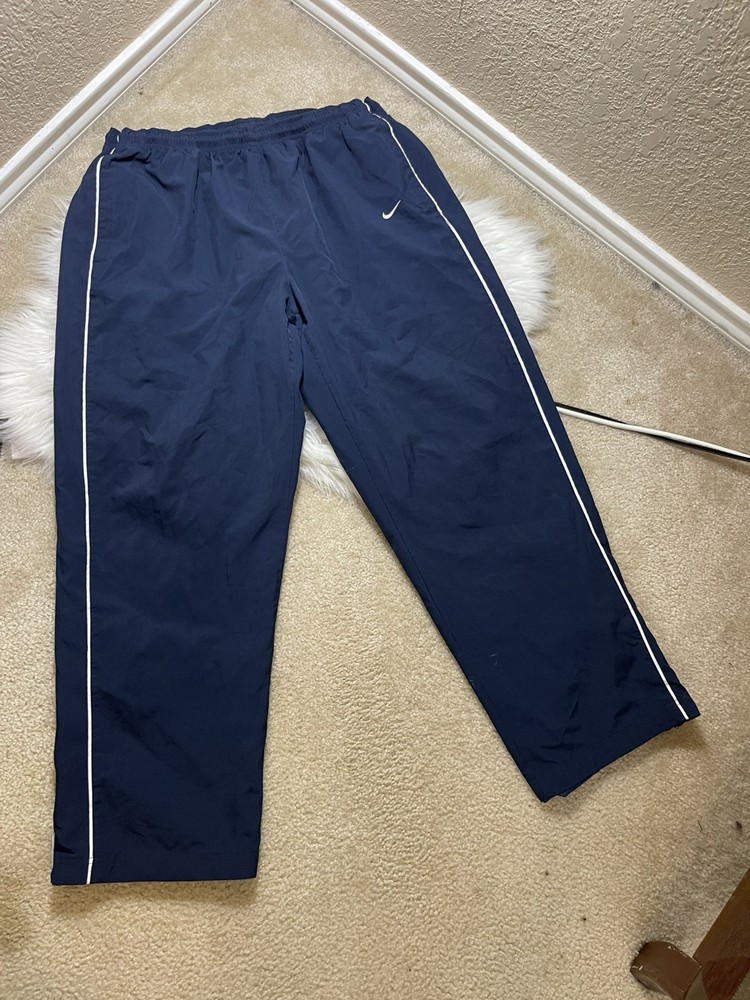 Vintage Y2K Nike Navy Blue Track Pants Ankle Zip Mens Size 2XL