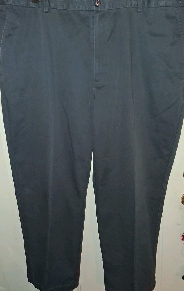 L.L.Bean Mens Navy Blue Comfort Waist Chino Pants 44x29 Cotton Casual Dress