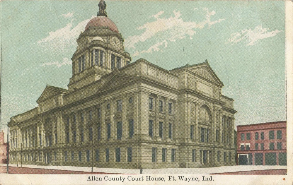 Allen County Court House Fort Wayne Indiana IN 1908 Postcard