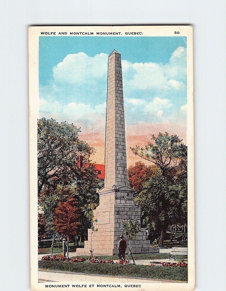 Postcard Wolfe & Montcalm Monument Quebec Canada