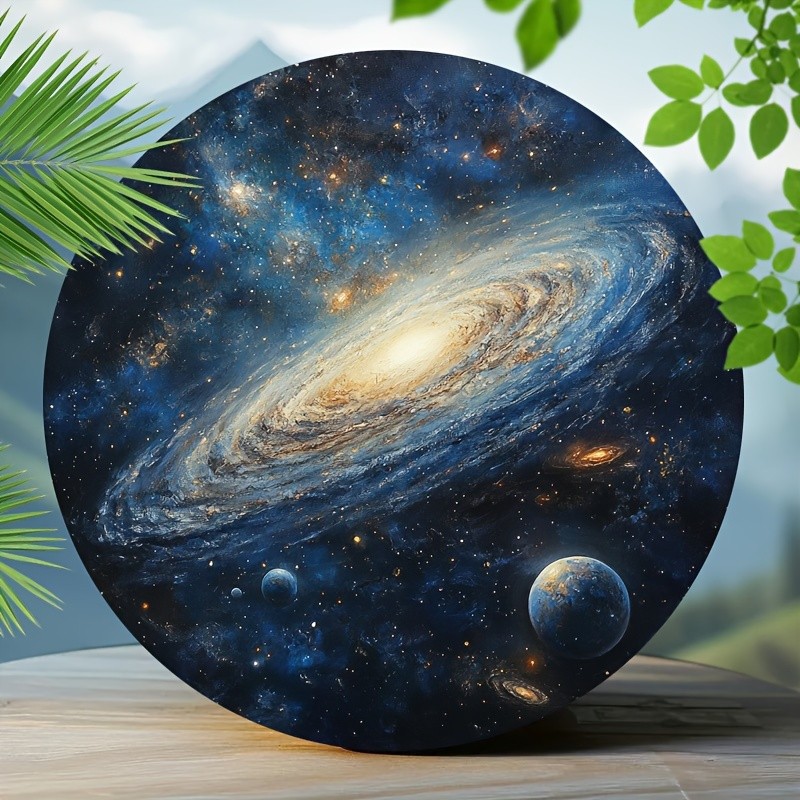 Andromeda Space Theme Round Aluminum Metal Sign