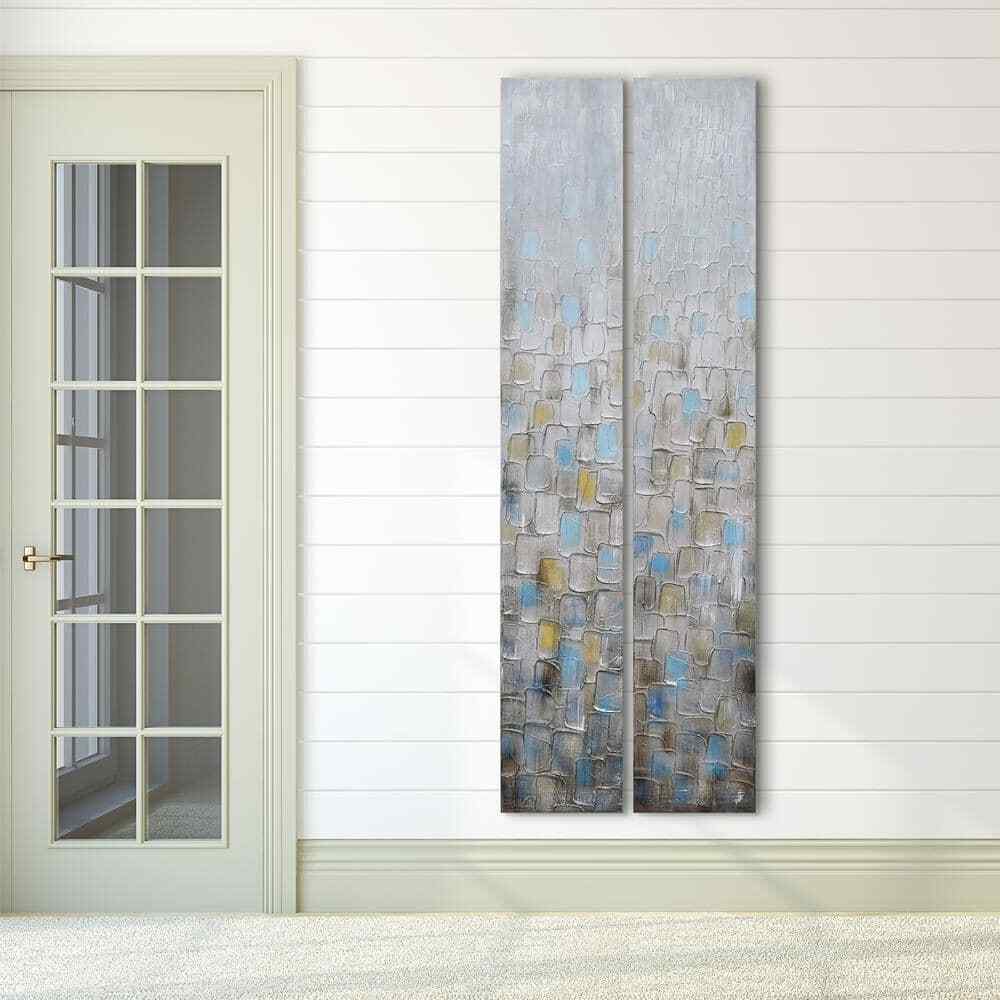 72-Inch Cosmopolitan Textured Metallic Hand-Painted Wall Art Set of 2  