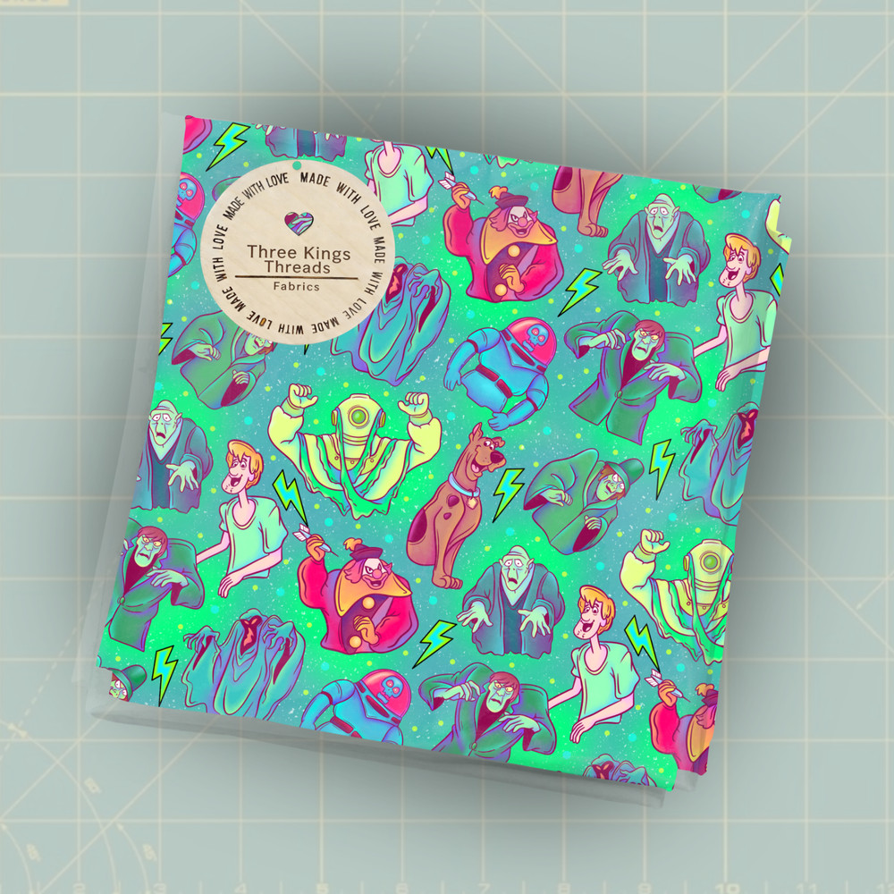 Scooby Doo Shaggy Monsters Green DBP 1 Yard Fabric Seamless Design Appr 59x36