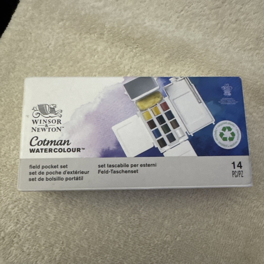 Winsor & Newton Cotman Watercolor Paint Set, Field Pocket Set, 12 Half Pan